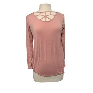 2/$25 Jala long sleeve pink cutout shirt